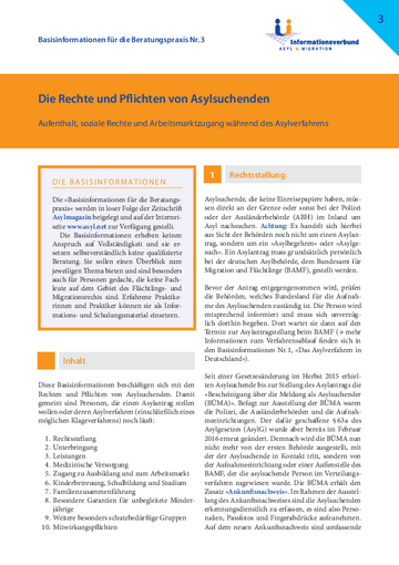 Basisinformationen Nr. 3 zum Asylverfahren in Deutschland