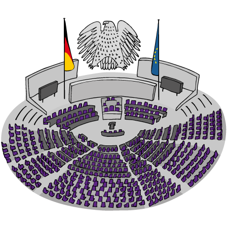 Viele Sitze in einem Kreis: Das Plenum des Bundestages.