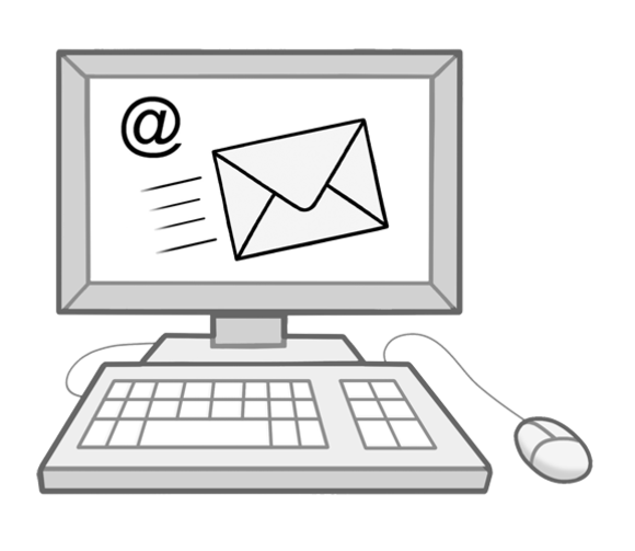 Zeichnung: Computer empfängt E-Mail
