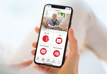 Startseite der App in.kontakt auf einem Smartphone