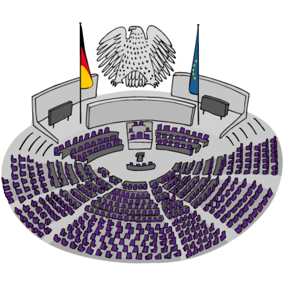 Viele Sitze in einem Kreis: Das Plenum des Bundestages.