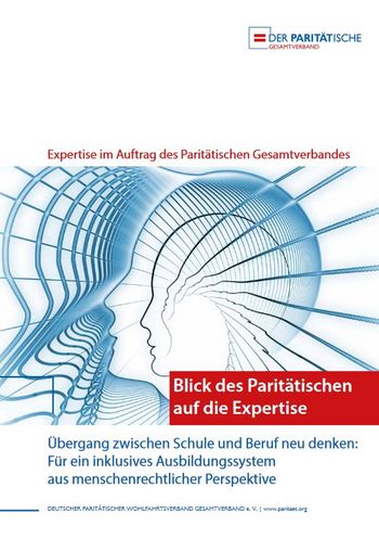 Titelblatt mit der Überschrift "Expertise im Auftrag des Paritätischen Gesamtverbandes - Blick des Paritätischen auf die Expertise" und einer abstrakten Abbildung eines menschlichen Kopfes