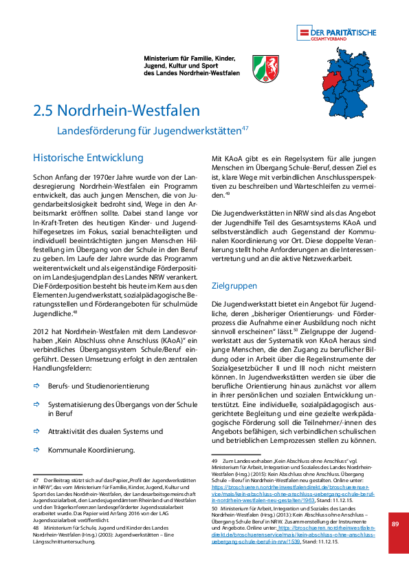 Arbeitshilfe 14 - Länderprogramme NRW, Sachsen, Schleswig-Holstein und Anhang