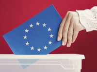 EU-Wahl-Umschlag wird in Wahlurne geworfen. Bild: freepik