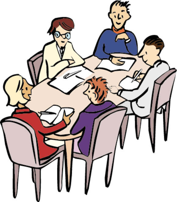 Arbeitsgruppe bespricht sich am Tisch