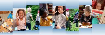 Mehrere Bilder von Kita-Kindern.