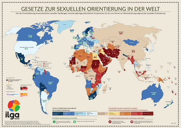 Plakat zur weltweiten rechtlichen Lage von lesbischen, schwulen und bisexuellen Personen