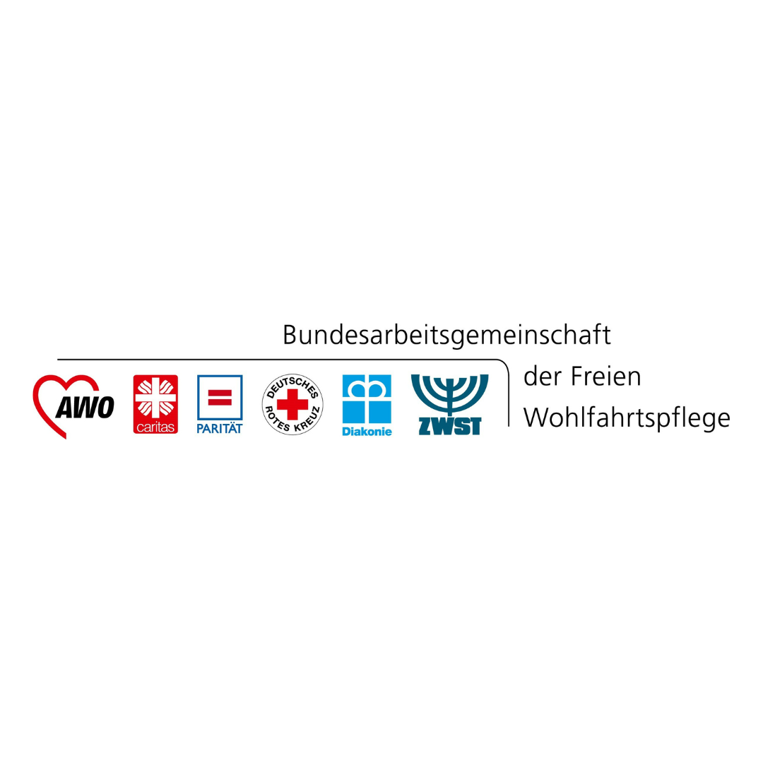 Logos der Bundesarbeitsgemeinsamt der Freien Wohlfahrtspflege (DRK, Diakonie, Caritas, Paritätischer, ZWST)