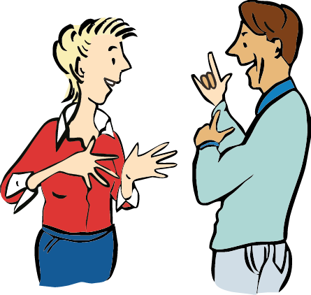 zwei Personen unterhalten sich in Gebärdensprache