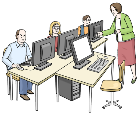 Veranstaltung mit Rechnern Menschen arbeiten an Computern